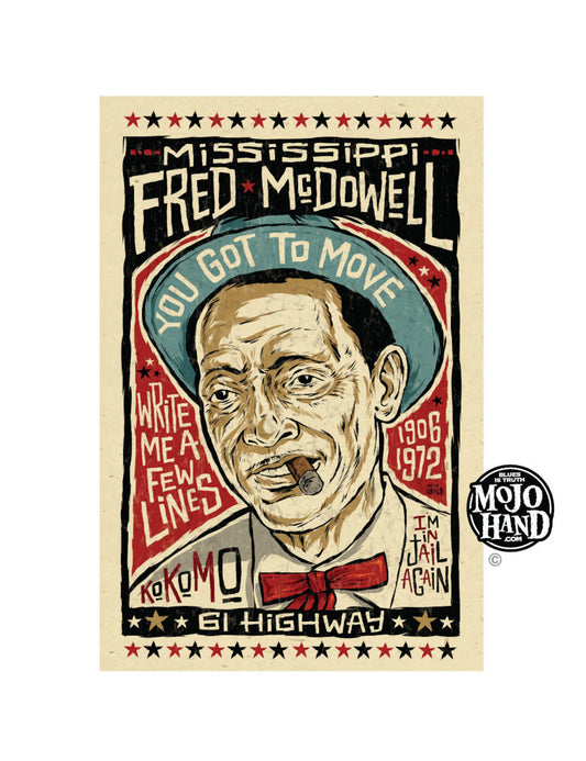 Mississippi Fred McDowell (12"x18" Art Print Poster)